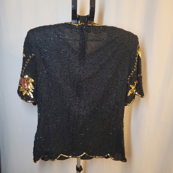 Vintage Silk Sequined Blouse - Picture 3 of 9